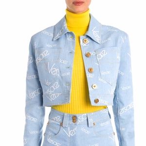 Versace Logomania print denim jacket IT 42